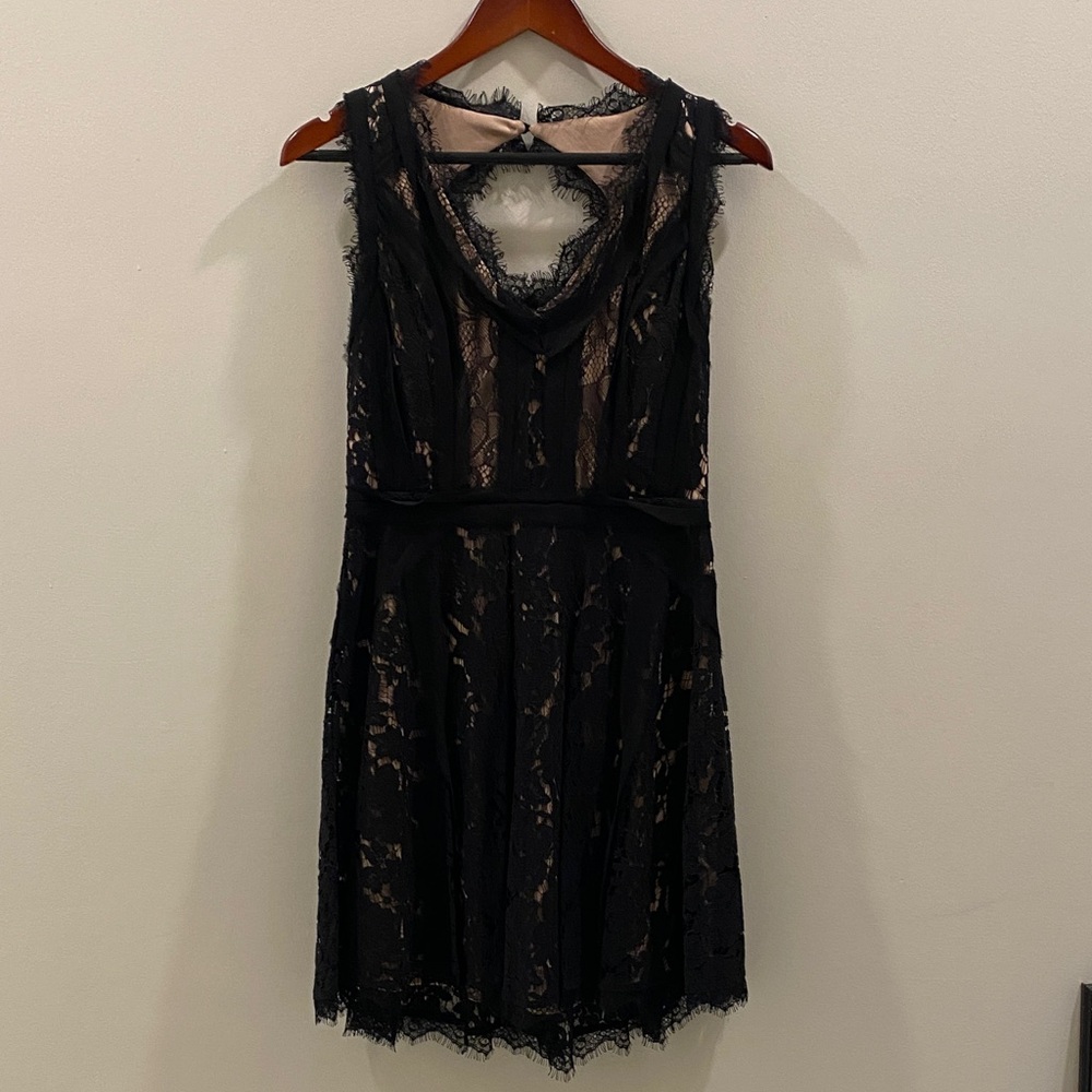 Heartloom Black Lace Mini Dress with Nude Lining